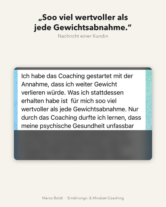 Nachricht: so viel wertvoller als jede Gewichtsabnahme