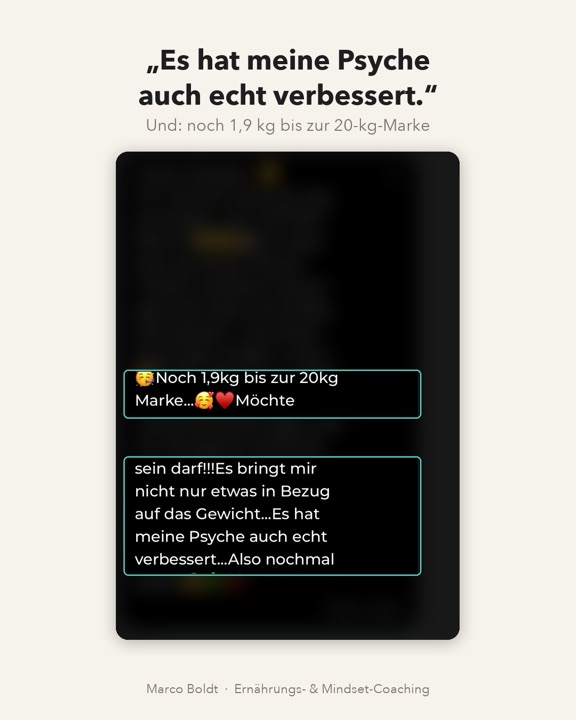 Nachricht: hat meine Psyche verbessert